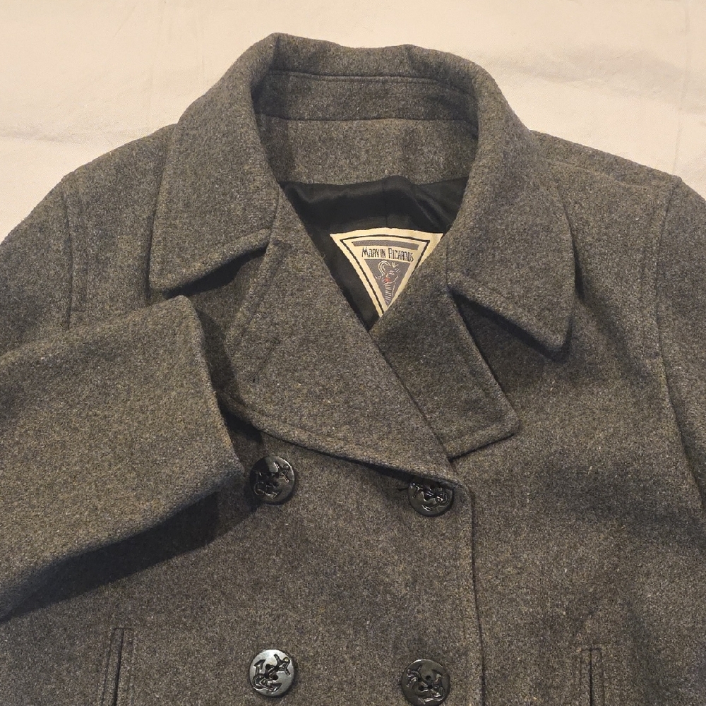 Marvin Richards Women's Wool‎ Blend Lined Pea Coat Gray Size 8